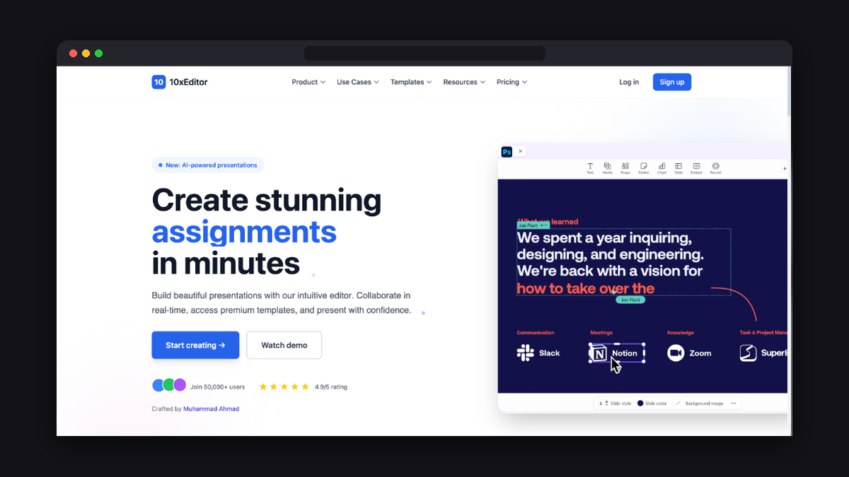 10xEditor Presentation Platform